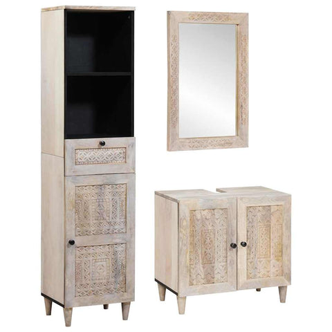vidaXL Bathroom Furniture Set with Drawer 3 pcs White 38 x 33 x 160 cm