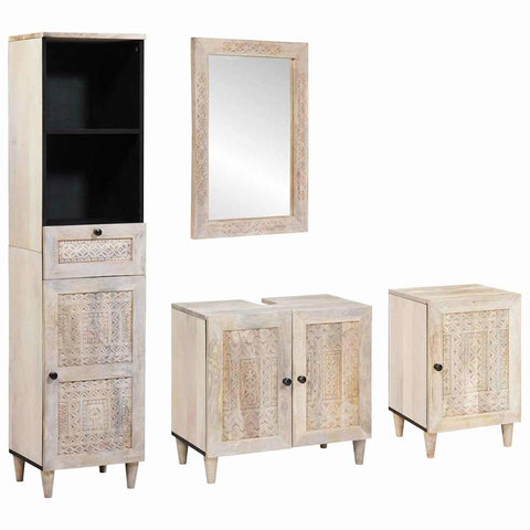vidaXL Bathroom Furniture Set with Drawer 4 pcs White 38 x 33 x 160 cm