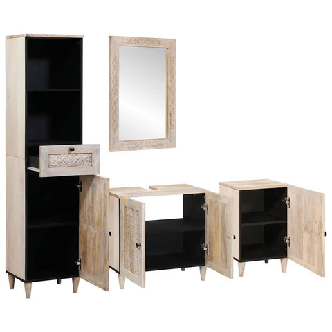 vidaXL Bathroom Furniture Set with Drawer 4 pcs White 38 x 33 x 160 cm