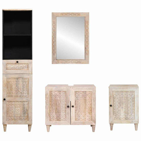 vidaXL Bathroom Furniture Set with Drawer 4 pcs White 38 x 33 x 160 cm