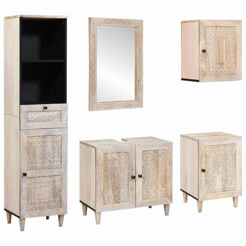 vidaXL Bathroom Furniture Set with Drawer 5 pcs White 38 x 33 x 160 cm