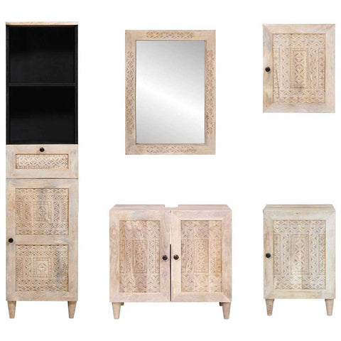 vidaXL Bathroom Furniture Set with Drawer 5 pcs White 38 x 33 x 160 cm