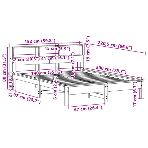 vidaXL Bed Frame without Mattress 140x200 cm Solid Wood Pine