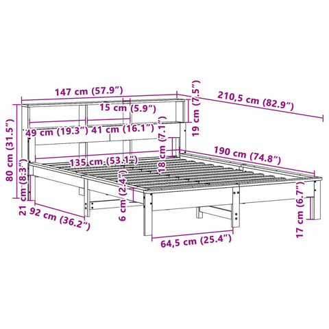 vidaXL Bed Frame without Mattress White 135x190 cm Double Solid Wood Pine