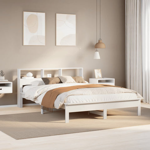 vidaXL Bed Frame without Mattress White 135x190 cm Double Solid Wood Pine