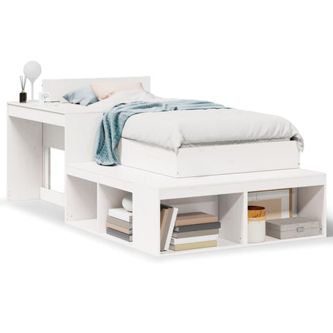 vidaXL Bed Frame without Mattress White 75x190 cm Small Single Solid Wood Pine