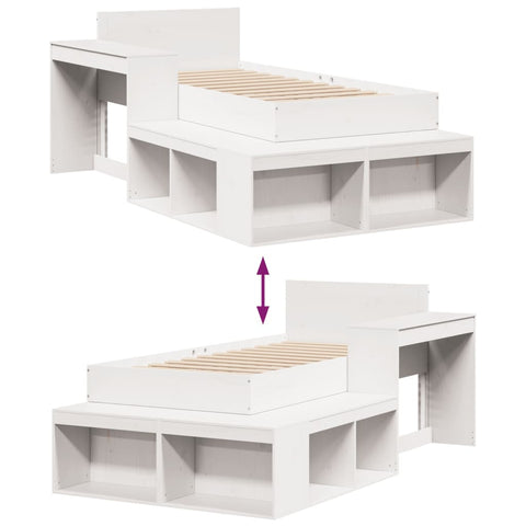 vidaXL Bed Frame without Mattress White 75x190 cm Small Single Solid Wood Pine
