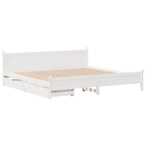 vidaXL Bed Frame without Mattress White 200x200 cm Solid Wood Pine