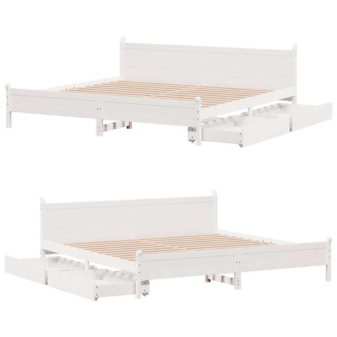 vidaXL Bed Frame without Mattress White 200x200 cm Solid Wood Pine