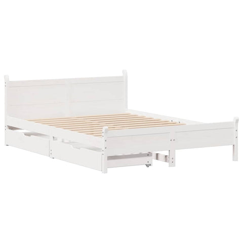 vidaXL Bed Frame without Mattress White 150x200 cm King Size Solid Wood Pine