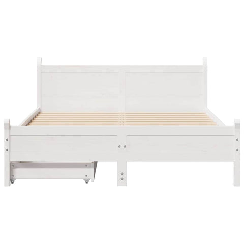 vidaXL Bed Frame without Mattress White 150x200 cm King Size Solid Wood Pine