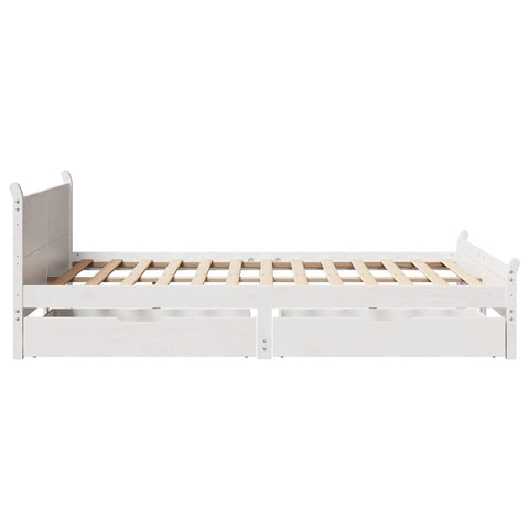 vidaXL Bed Frame without Mattress White 150x200 cm King Size Solid Wood Pine