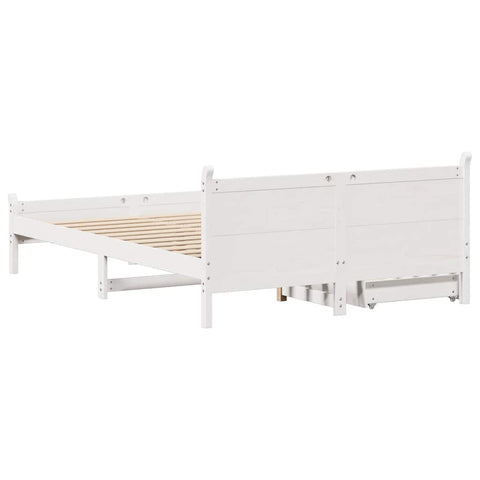vidaXL Bed Frame without Mattress White 150x200 cm King Size Solid Wood Pine