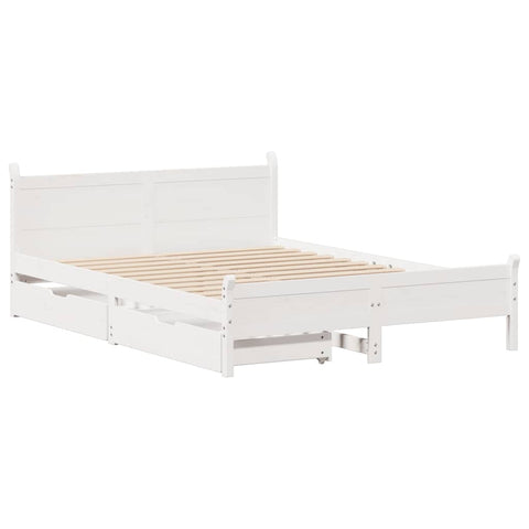 vidaXL Bed Frame without Mattress White 140x190 cm Solid Wood Pine