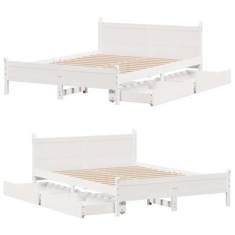 vidaXL Bed Frame without Mattress White 120x190 cm Small Double Solid Wood Pine