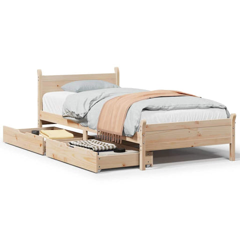 vidaXL Bed Frame without Mattress 75x190 cm Small Single Solid Wood Pine