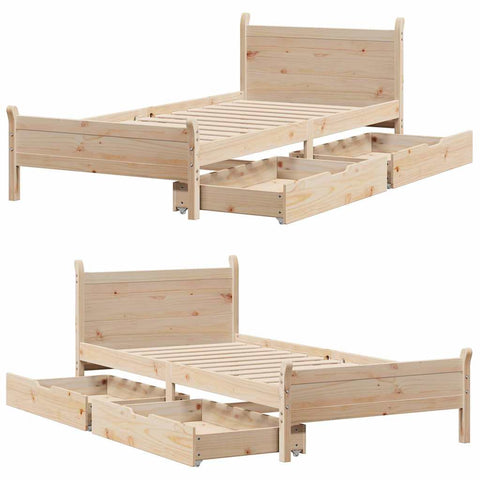 vidaXL Bed Frame without Mattress 75x190 cm Small Single Solid Wood Pine