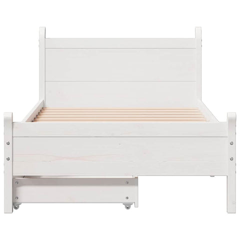 vidaXL Bed Frame without Mattress White 75x190 cm Small Single Solid Wood Pine