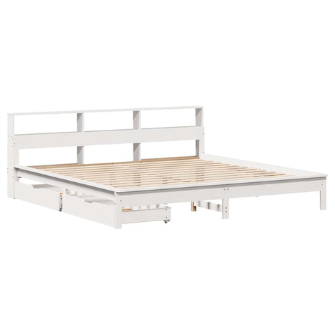 vidaXL Bookcase Bed without Mattress White 200x200 cm Solid Wood Pine