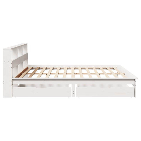 vidaXL Bookcase Bed without Mattress White 200x200 cm Solid Wood Pine