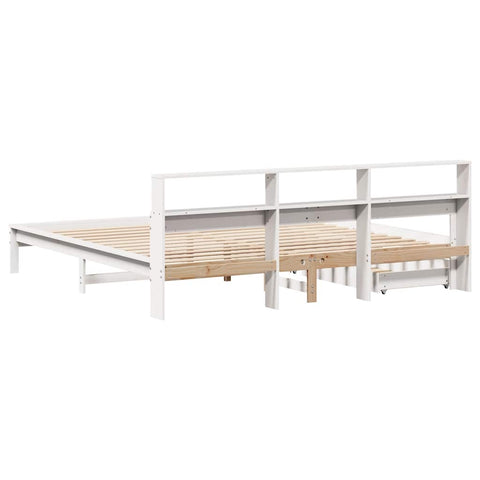 vidaXL Bookcase Bed without Mattress White 200x200 cm Solid Wood Pine