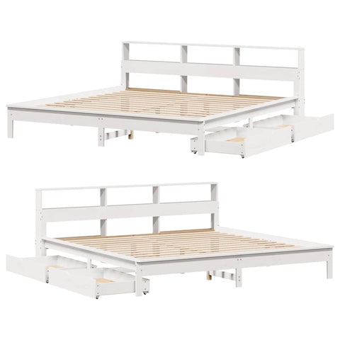 vidaXL Bookcase Bed without Mattress White 200x200 cm Solid Wood Pine