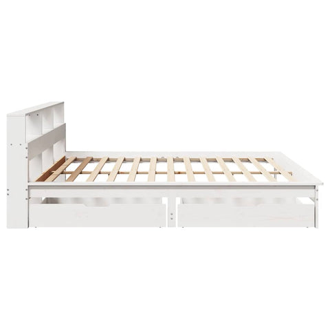 vidaXL Bookcase Bed without Mattress White 180x200 cm Super King Solid Wood Pine