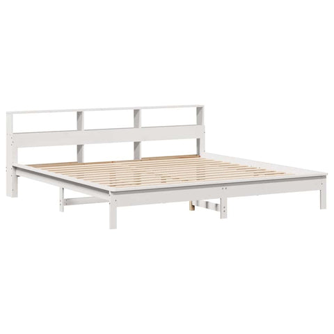 vidaXL Bookcase Bed without Mattress White 180x200 cm Super King Solid Wood Pine