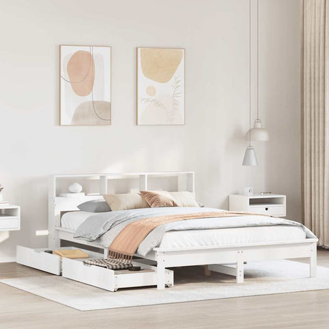 vidaXL Bookcase Bed without Mattress White 160x200 cm Solid Wood Pine