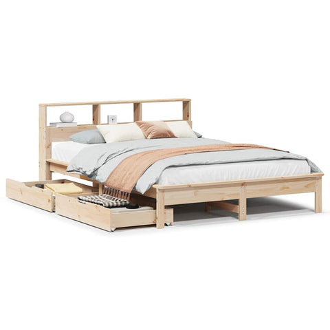 vidaXL Bookcase Bed without Mattress 150x200 cm King Size Solid Wood Pine