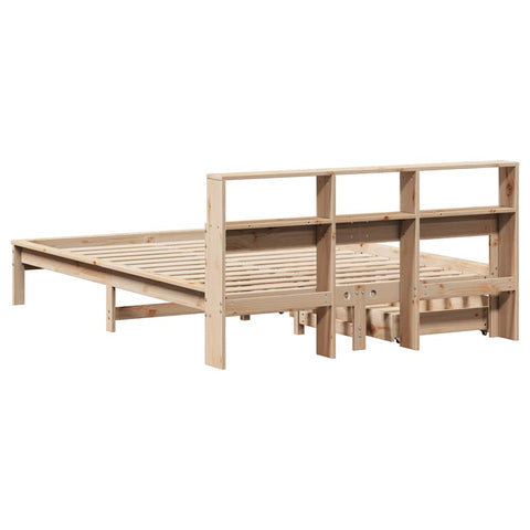 vidaXL Bookcase Bed without Mattress 150x200 cm King Size Solid Wood Pine