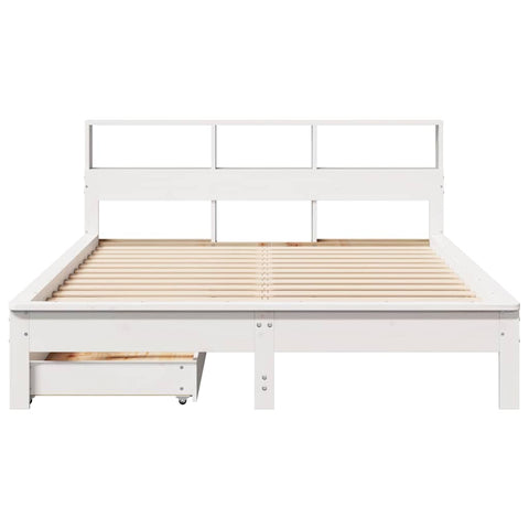 vidaXL Bookcase Bed without Mattress White 150x200 cm King Size Solid Wood Pine