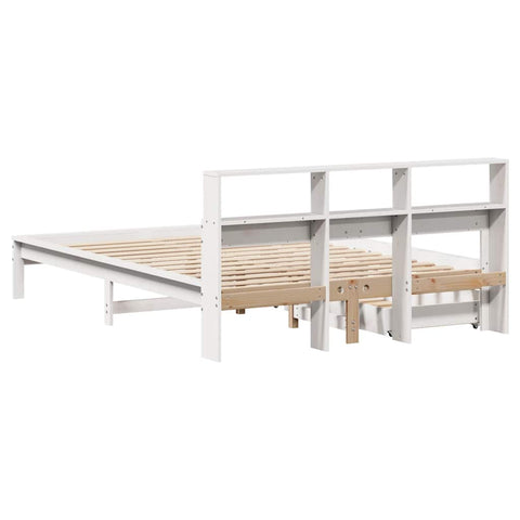 vidaXL Bookcase Bed without Mattress White 150x200 cm King Size Solid Wood Pine