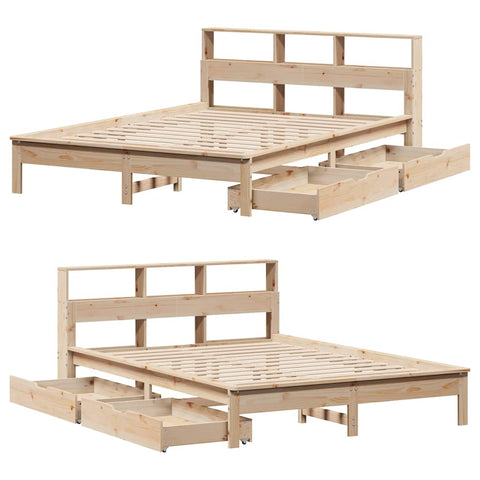 vidaXL Bookcase Bed without Mattress 140x200 cm Solid Wood Pine