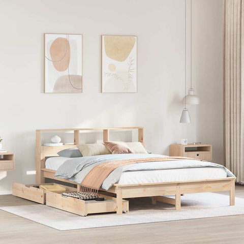 vidaXL Bookcase Bed without Mattress 140x200 cm Solid Wood Pine
