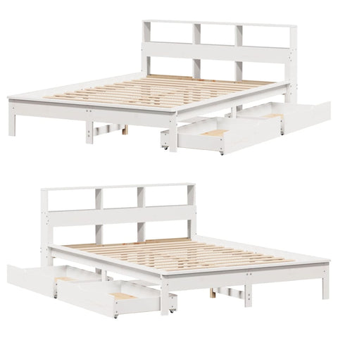 vidaXL Bookcase Bed without Mattress White 140x200 cm Solid Wood Pine