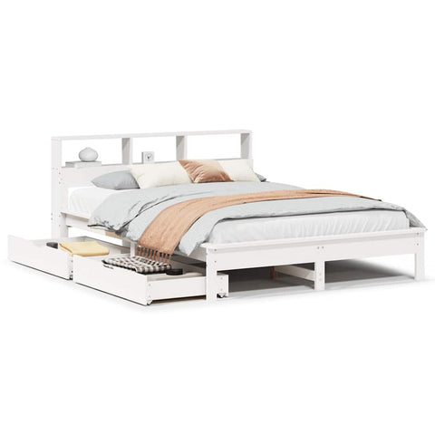 vidaXL Bookcase Bed without Mattress White 120x200 cm Solid Wood Pine