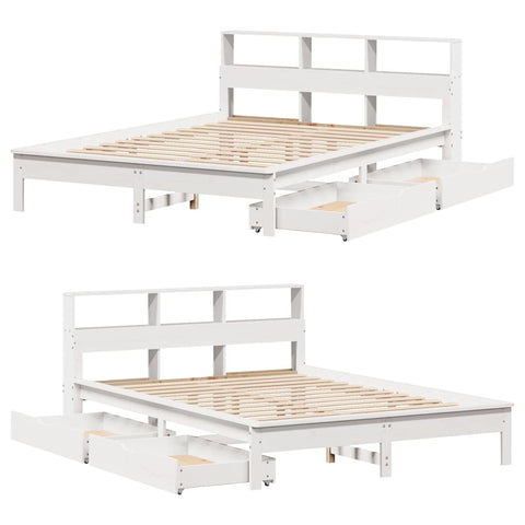 vidaXL Bookcase Bed without Mattress White 120x200 cm Solid Wood Pine
