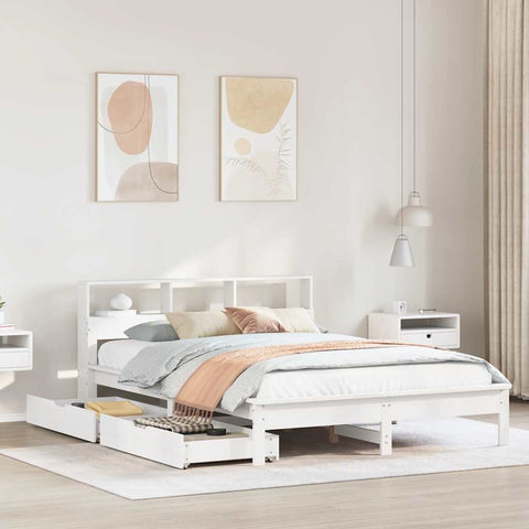 vidaXL Bookcase Bed without Mattress White 120x200 cm Solid Wood Pine