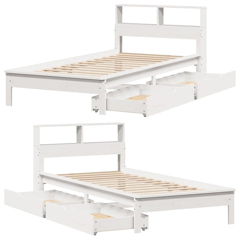 vidaXL Bookcase Bed without Mattress White 90x200 cm Solid Wood Pine