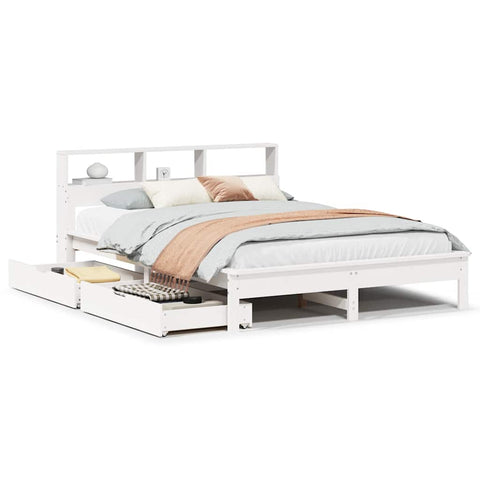 vidaXL Bookcase Bed without Mattress White 140x190 cm Solid Wood Pine