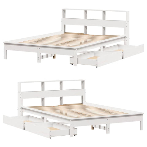 vidaXL Bookcase Bed without Mattress White 140x190 cm Solid Wood Pine