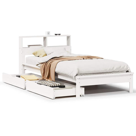 vidaXL Bookcase Bed without Mattress White 90x190 cm Single Solid Wood Pine