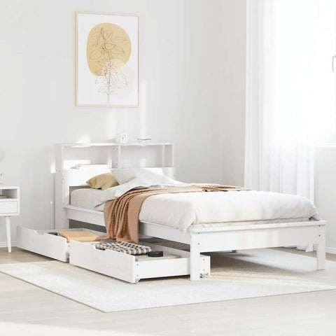vidaXL Bookcase Bed without Mattress White 90x190 cm Single Solid Wood Pine