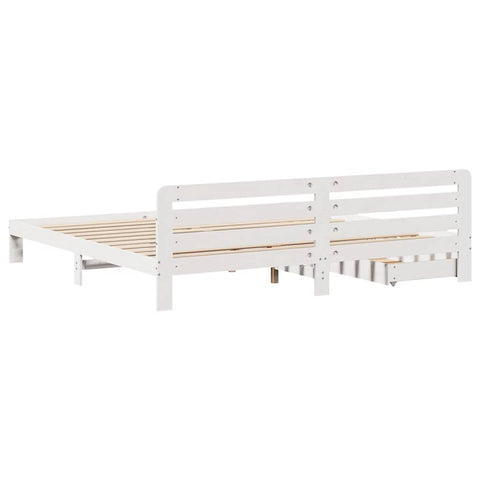 vidaXL Bed Frame without Mattress White 180x200 cm Super King Solid Wood Pine