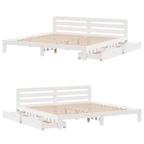vidaXL Bed Frame without Mattress White 180x200 cm Super King Solid Wood Pine