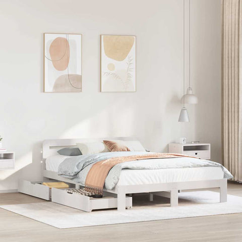 vidaXL Bed Frame without Mattress White 140x190 cm Solid Wood Pine