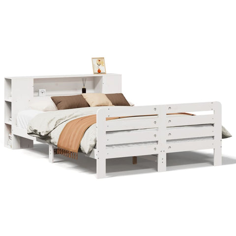 vidaXL Bed Frame without Mattress White 150x200 cm King Size Solid Wood Pine