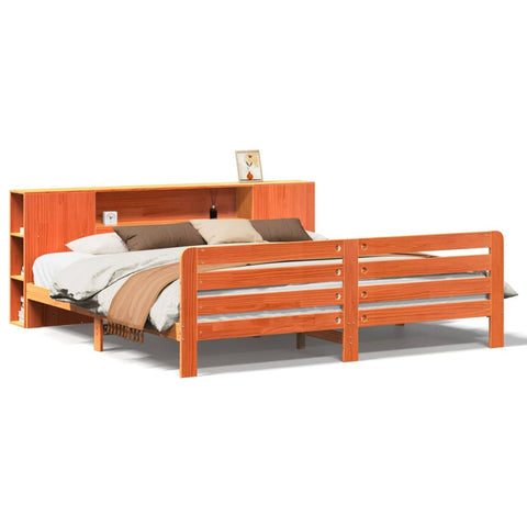 vidaXL Bed Frame without Mattress Wax Brown 180x200 cm Super King Solid Wood Pine