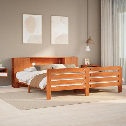 vidaXL Bed Frame without Mattress Wax Brown 180x200 cm Super King Solid Wood Pine